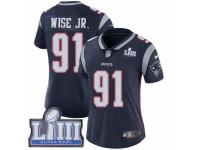 Women Nike New England Patriots #91 Deatrich Wise Jr Navy Blue Team Color Vapor Untouchable Limited Player Super Bowl LIII Bound NFL Jersey