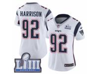 Women Nike New England Patriots #92 James Harrison White Vapor Untouchable Limited Player Super Bowl LIII Bound NFL Jersey