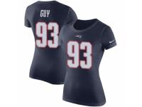 Women Nike New England Patriots #93 Lawrence Guy Navy Blue Rush Pride Name & Number T-Shirt