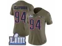 Women Nike New England Patriots #94 Adrian Clayborn Limited Olive 2017 Salute to Service Super Bowl LIII Bound NFL Jersey