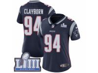 Women Nike New England Patriots #94 Adrian Clayborn Navy Blue Team Color Vapor Untouchable Limited Player Super Bowl LIII Bound NFL Jersey