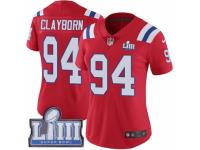 Women Nike New England Patriots #94 Adrian Clayborn Red Alternate Vapor Untouchable Limited Player Super Bowl LIII Bound NFL Jersey