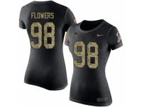 Women Nike New England Patriots #98 Trey Flowers Black Camo Salute to Service T-Shirt