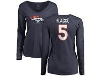 Women's Denver Broncos Joe Flacco NFL Pro Line Navy Name & Number Logo Long Sleeve T-Shirt