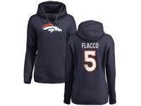 Women's Denver Broncos Joe Flacco NFL Pro Line Navy Name & Number Logo Pullover Hoodie