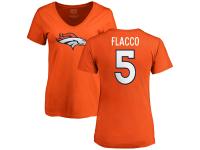 Women's Denver Broncos Joe Flacco NFL Pro Line Orange Any Name & Number Logo T-Shirt