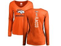 Women's Denver Broncos Joe Flacco NFL Pro Line Orange Backer Long Sleeve T-Shirt