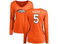 Women's Denver Broncos Joe Flacco NFL Pro Line Orange Name & Number Logo Long Sleeve T-Shirt