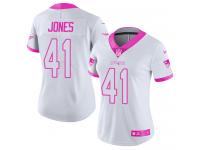 Women's Limited Cyrus Jones #41 Nike White Pink Jersey - NFL New England Patriots Rush Fashion