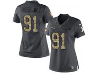 Women's Limited Deatrich Wise Jr #91 Nike Black Jersey - NFL New England Patriots 2016 Salute to Service