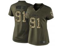 Women's Limited Deatrich Wise Jr #91 Nike Green Jersey - NFL New England Patriots Salute to Service