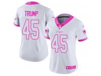 Women's Limited Donald Trump #45 Nike White Pink Jersey - NFL New England Patriots Rush Fashion