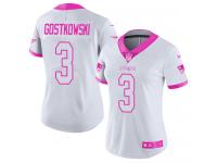 Women's Limited Stephen Gostkowski #3 Nike White Pink Jersey - NFL New England Patriots Rush Fashion