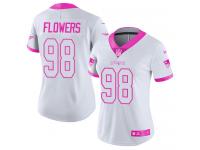 Women's Limited Trey Flowers #98 Nike White Pink Jersey - NFL New England Patriots Rush Fashion