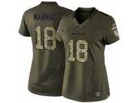 Women's Nike Denver Broncos #18 Peyton Manning Limited Green Salute to Service NFL Jersey