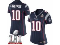 Women's Nike New England Patriots #10 Jimmy Garoppolo Elite Navy Blue Team Color Super Bowl LI 51 NFL Jersey