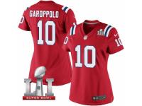 Women's Nike New England Patriots #10 Jimmy Garoppolo Elite Red Alternate Super Bowl LI 51 NFL Jersey