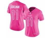 Women's Nike New England Patriots #11 Julian Edelman Limited Pink Rush Fashion NFL Jersey