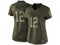 Women's Nike New England Patriots #12 Tom Brady Limited Green Salute to Service NFL Jersey