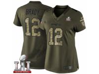 Women's Nike New England Patriots #12 Tom Brady Limited Green Salute to Service Super Bowl LI 51 NFL Jersey