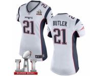 Women's Nike New England Patriots #21 Malcolm Butler Limited White Super Bowl LI 51 NFL Jersey