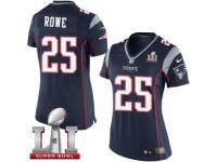 Women's Nike New England Patriots #25 Eric Rowe Elite Navy Blue Team Color Super Bowl LI 51 NFL Jersey