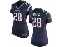 Women's Nike New England Patriots #28 James White Game Navy Blue Team Color NFL Jersey