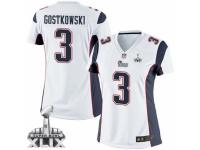 Women's Nike New England Patriots #3 Stephen Gostkowski Limited White Super Bowl XLIX NFL Jersey