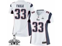 Women's Nike New England Patriots #33 Kevin Faulk Elite White Super Bowl XLIX NFL Jersey