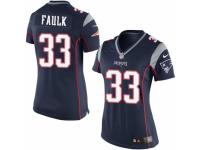 Women's Nike New England Patriots #33 Kevin Faulk Game Navy Blue Team Color NFL Jersey