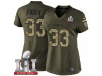 Women's Nike New England Patriots #33 Kevin Faulk Limited Green Salute to Service Super Bowl LI 51 NFL Jersey