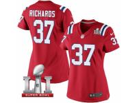 Women's Nike New England Patriots #37 Jordan Richards Elite Red Alternate Super Bowl LI 51 NFL Jersey