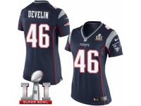 Women's Nike New England Patriots #46 James Develin Elite Navy Blue Team Color Super Bowl LI 51 NFL Jersey