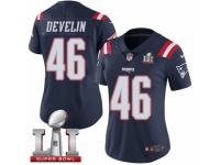 Women's Nike New England Patriots #46 James Develin Limited Navy Blue Rush Super Bowl LI 51 NFL Jersey
