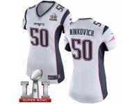 Women's Nike New England Patriots #50 Rob Ninkovich Elite White Super Bowl LI 51 NFL Jersey