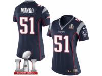 Women's Nike New England Patriots #51 Barkevious Mingo Elite Navy Blue Team Color Super Bowl LI 51 NFL Jersey