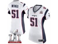 Women's Nike New England Patriots #51 Barkevious Mingo Elite White Super Bowl LI 51 NFL Jersey