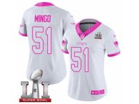 Women's Nike New England Patriots #51 Barkevious Mingo Limited White Pink Rush Fashion Super Bowl LI 51 NFL Jersey