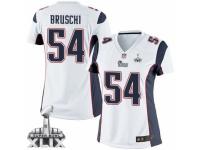 Women's Nike New England Patriots #54 Tedy Bruschi Elite White Super Bowl XLIX NFL Jersey