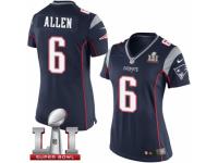 Women's Nike New England Patriots #6 Ryan Allen Elite Navy Blue Team Color Super Bowl LI 51 NFL Jersey