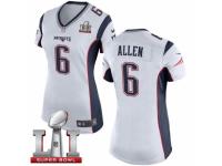 Women's Nike New England Patriots #6 Ryan Allen Elite White Super Bowl LI 51 NFL Jersey