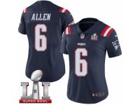 Women's Nike New England Patriots #6 Ryan Allen Limited Navy Blue Rush Super Bowl LI 51 NFL Jersey