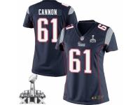 Women's Nike New England Patriots #61 Marcus Cannon Elite Navy Blue Team Color Super Bowl XLIX NFL Jersey