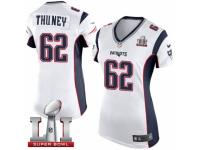 Women's Nike New England Patriots #62 Joe Thuney Elite White Super Bowl LI 51 NFL Jersey