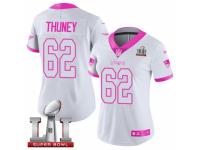 Women's Nike New England Patriots #62 Joe Thuney Limited White Pink Rush Fashion Super Bowl LI 51 NFL Jersey