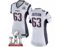 Women's Nike New England Patriots #63 Tre Jackson Elite White Super Bowl LI 51 NFL Jersey