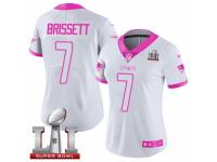 Women's Nike New England Patriots #7 Jacoby Brissett Limited White Pink Rush Fashion Super Bowl LI 51 NFL Jersey