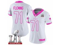 Women's Nike New England Patriots #71 Cameron Fleming Limited White Pink Rush Fashion Super Bowl LI 51 NFL Jersey