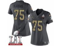 Women's Nike New England Patriots #75 Ted Karras Limited Black 2016 Salute to Service Super Bowl LI 51 NFL Jersey