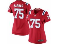 Women's Nike New England Patriots #75 Ted Karras Limited Red Alternate NFL Jersey